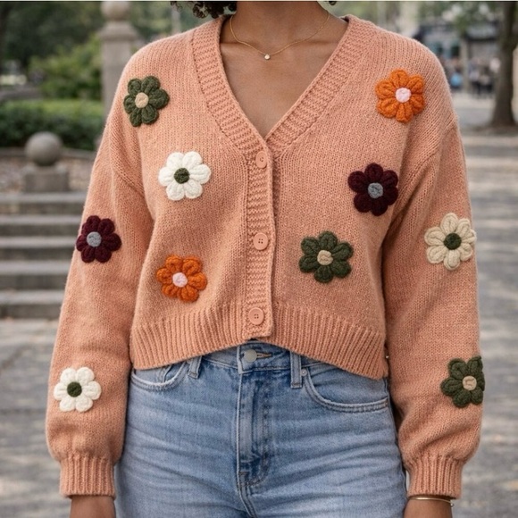 Luna Ivy Sweaters - Anthropologie Luna Ivy 3D Oversized Knit Cardigan Sweater Size S Boho Festival